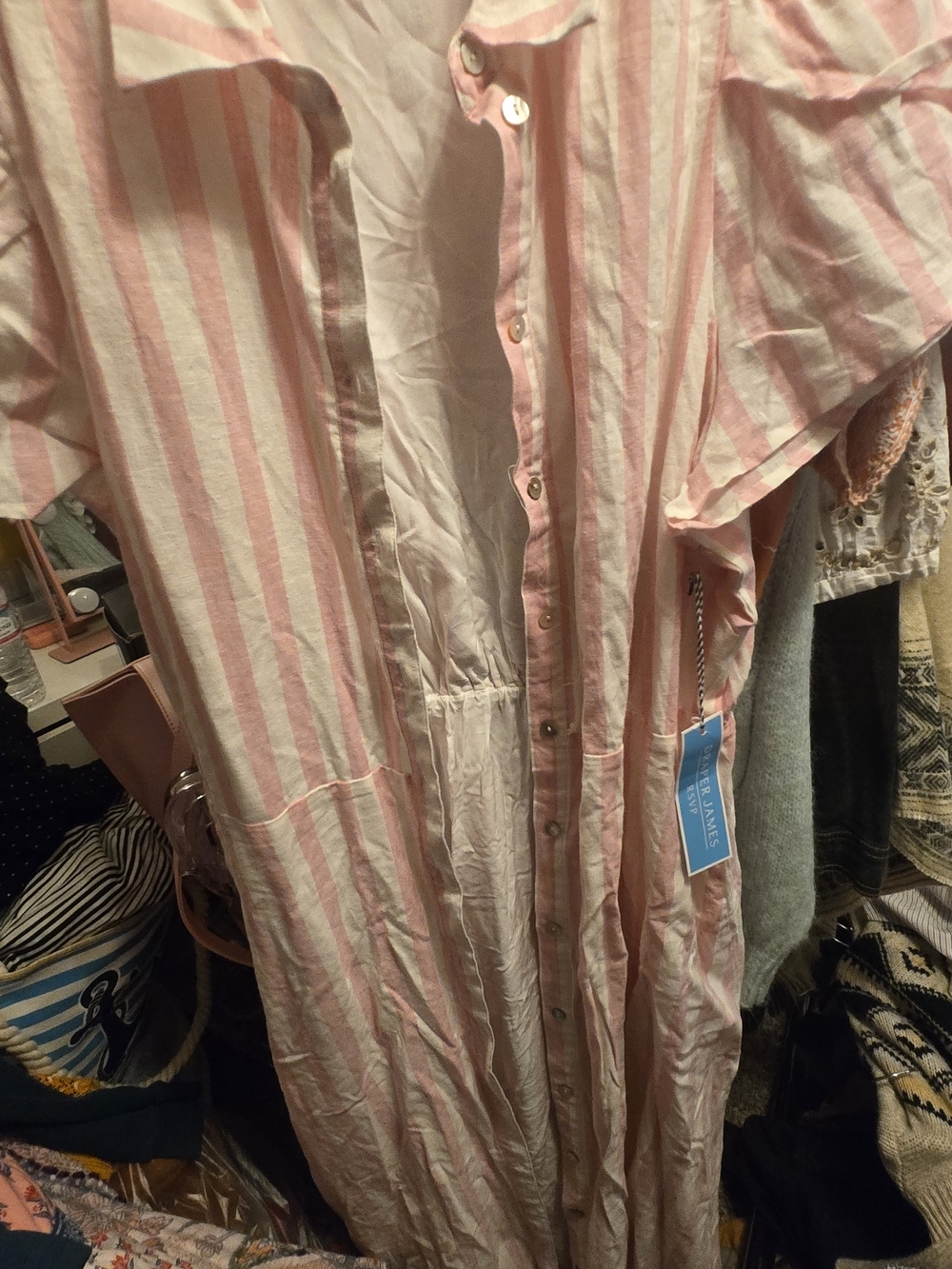 Draper James Pink and White Striped Maxi Dress